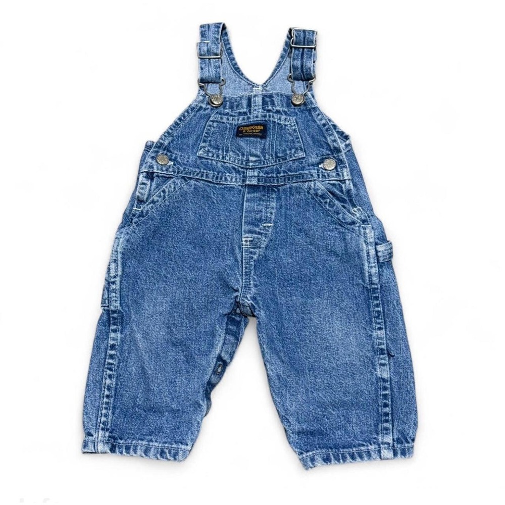 Vintage OshKosh B'Gosh Overalls 12 Months Blue Denim Bib Carpenter Baby